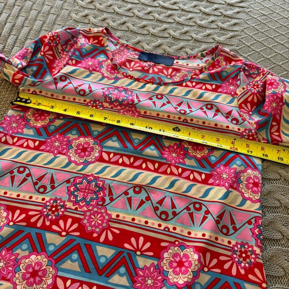 Boutique Colorful Scoop NeckMOD Style Women's Top with Geometric Patterns ~S/M - Picture 9 of 14
